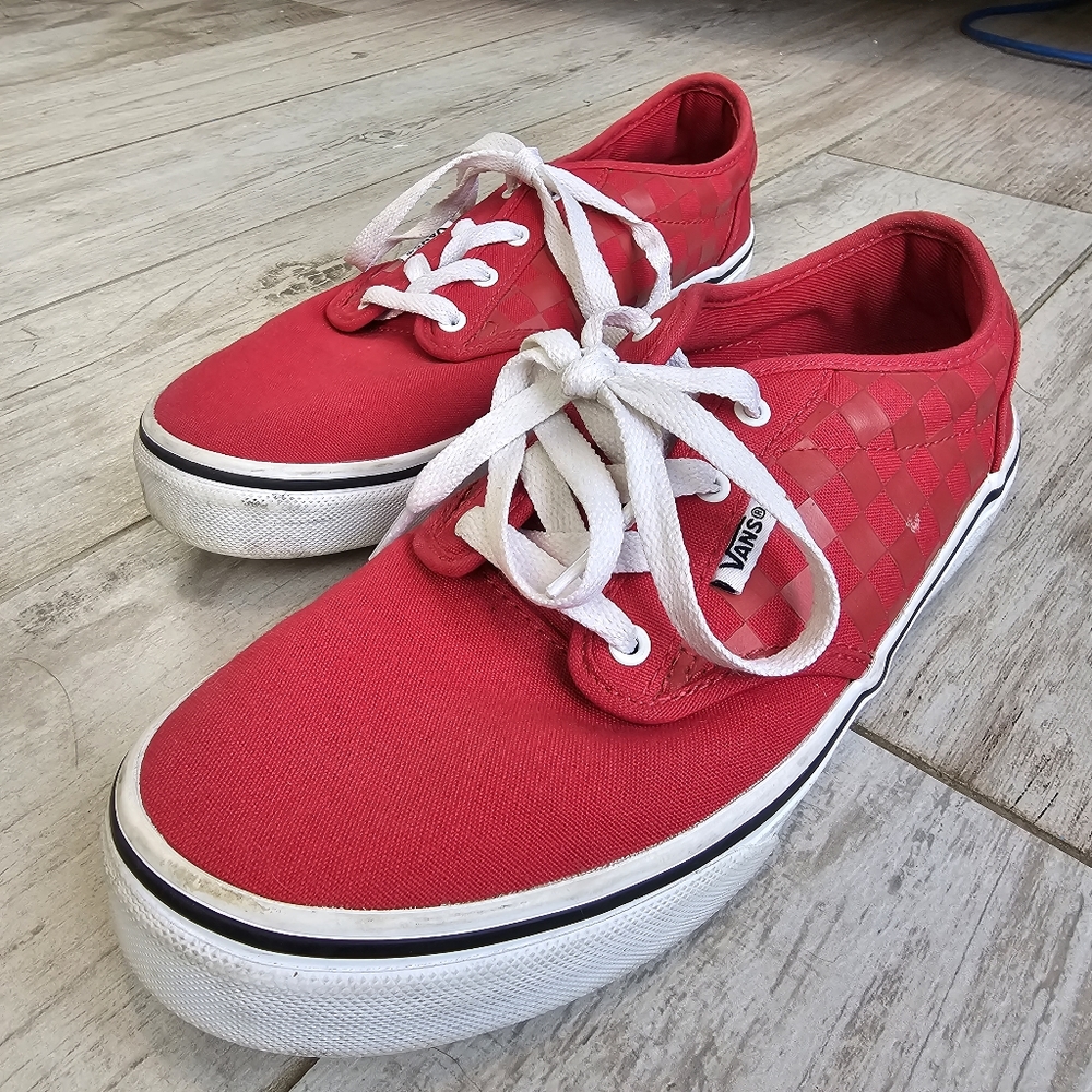 Kids Red Checkered Vans Sneakers 5.5